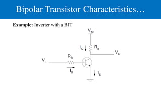 Bipolar Transistor Characteristics…
Example: Inverter with a BJT
 