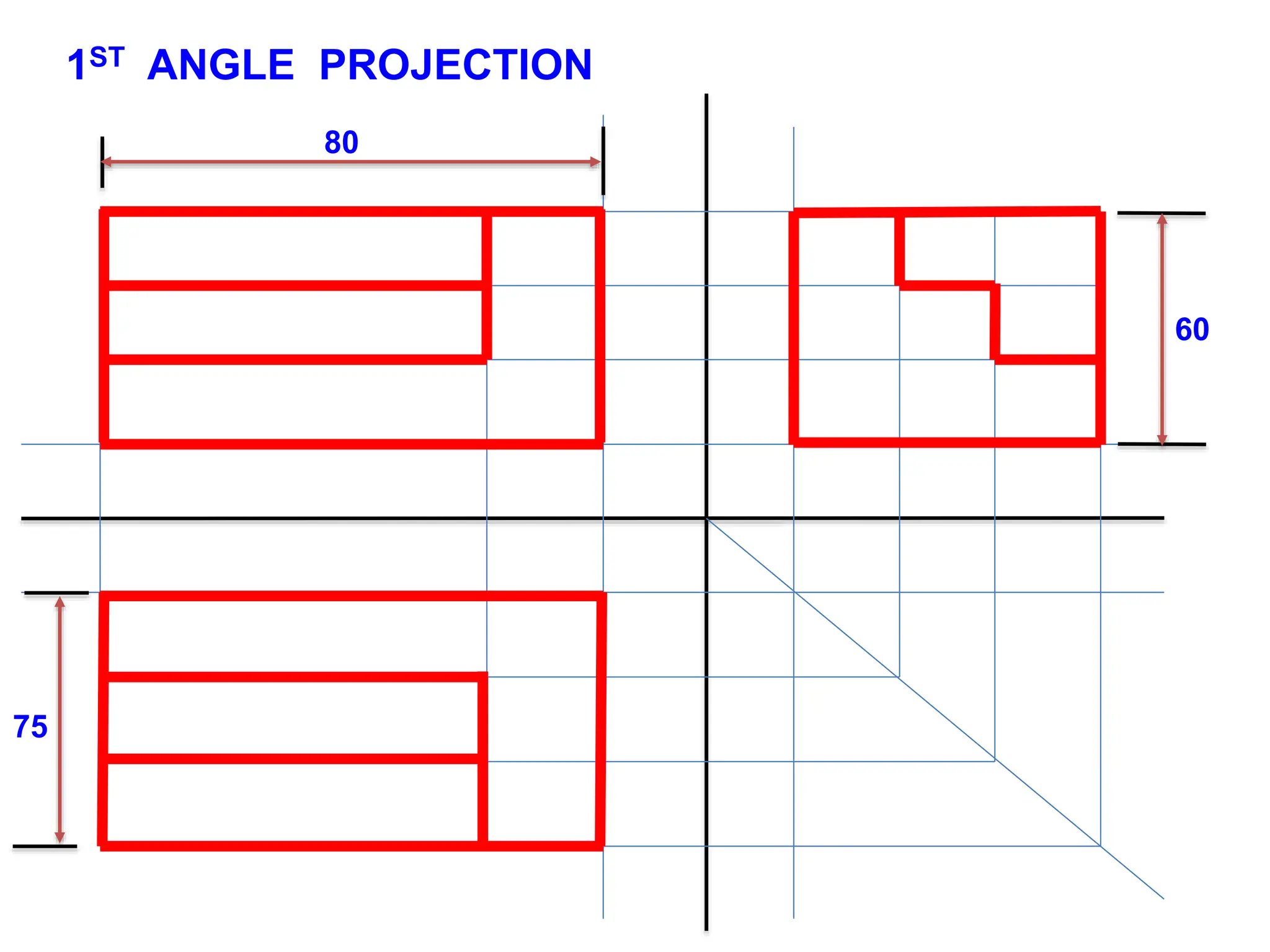 1ST ANGLE PROJECTION
80
75
60
 