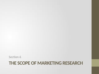THE SCOPE OF MARKETING RESEARCH
Section 6
 