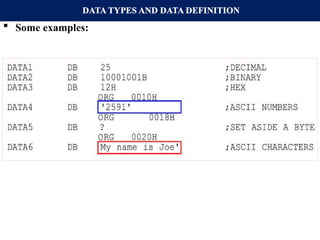 DATA TYPES AND DATA DEFINITION
 Some examples:
 