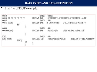 DATA TYPES AND DATA DEFINITION
 List file of DUP example:
 