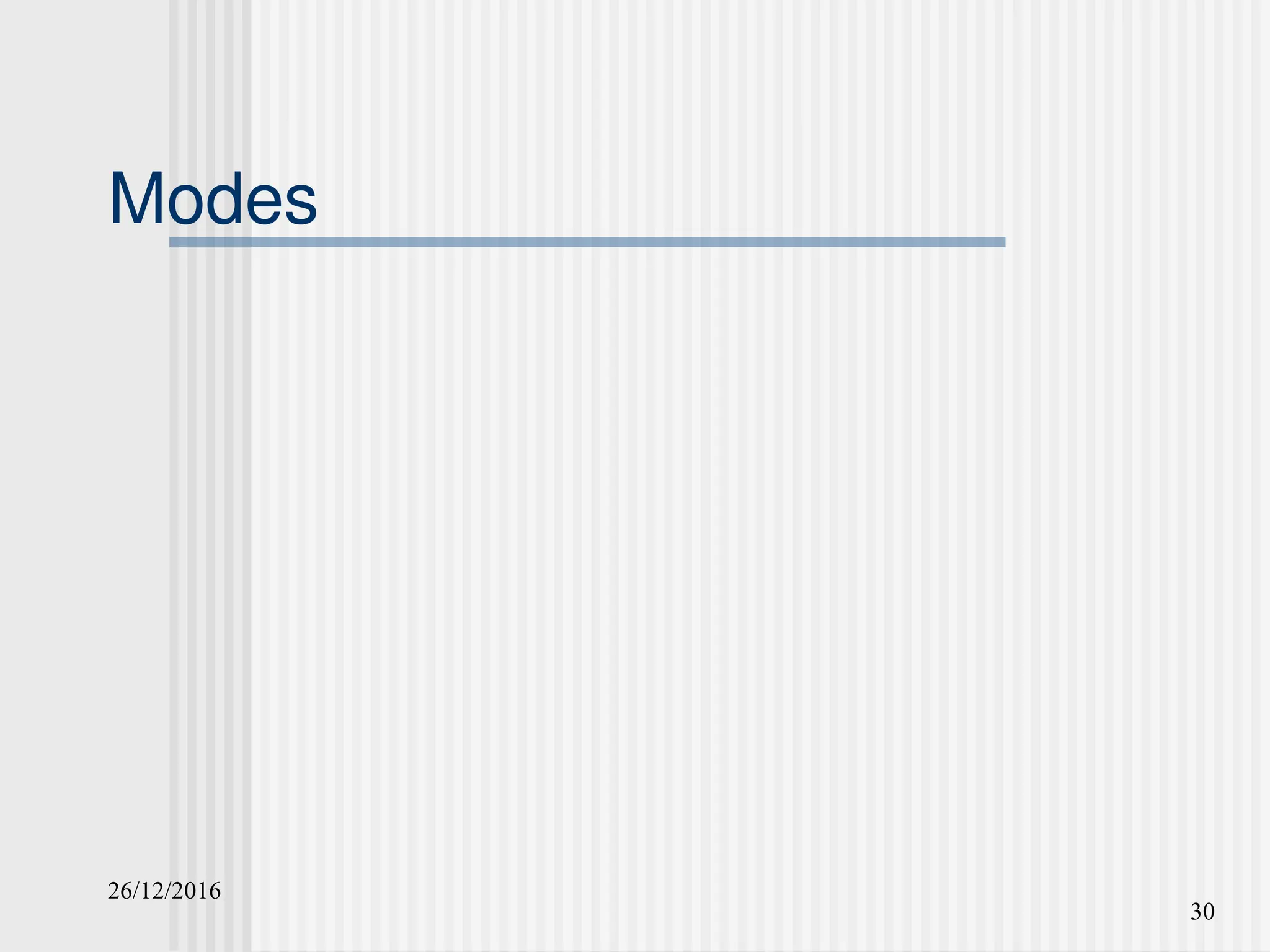 26/12/2016
30
Modes
 