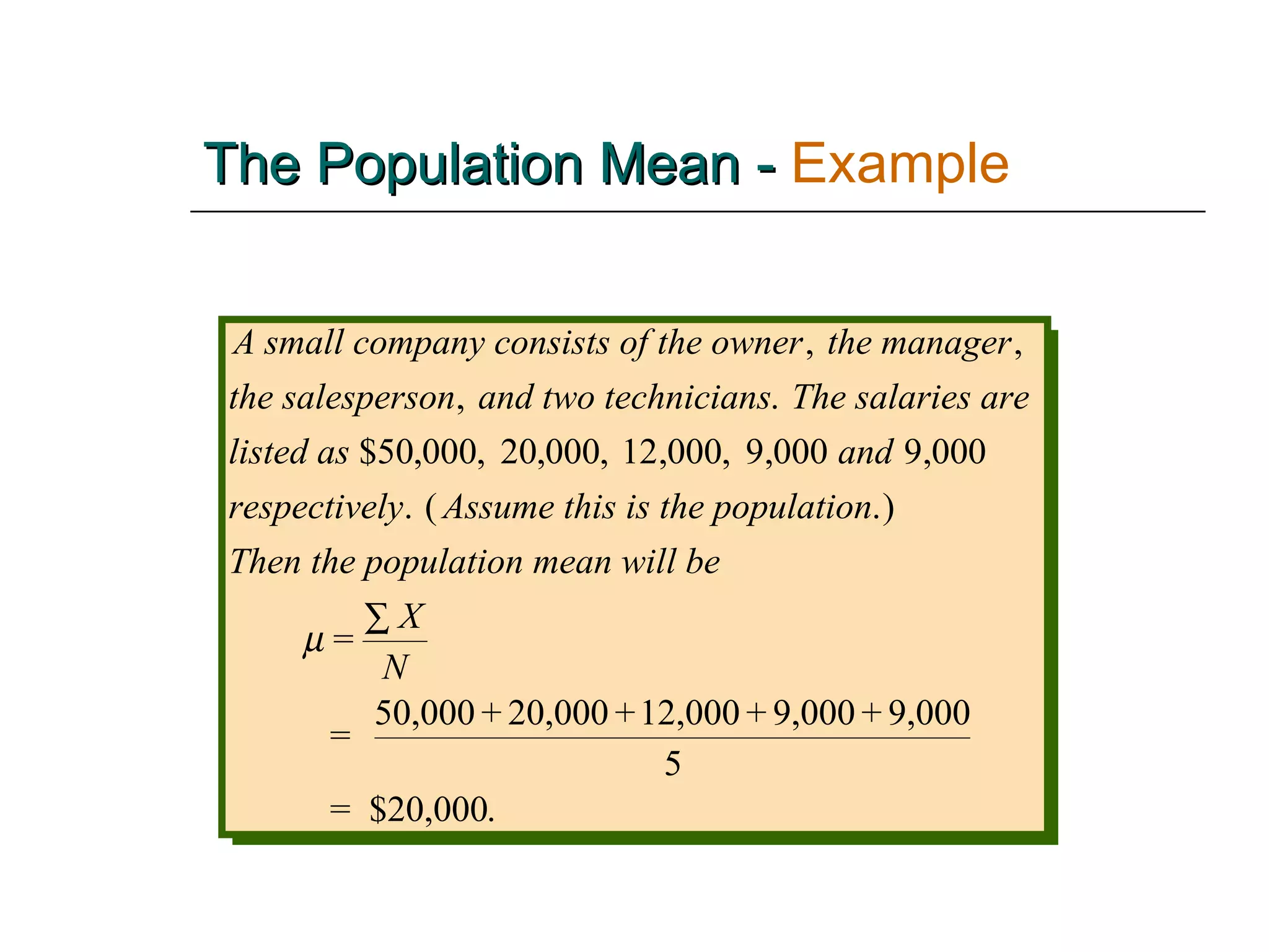 The Population Mean   -   Example 