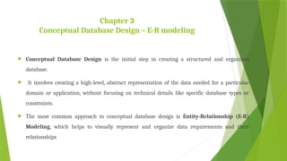 Comprehensive Guide to Conceptual Database Design Using E-R Modeling | PPTX