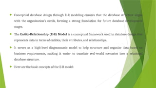 Comprehensive Guide to Conceptual Database Design Using E-R Modeling | PPTX
