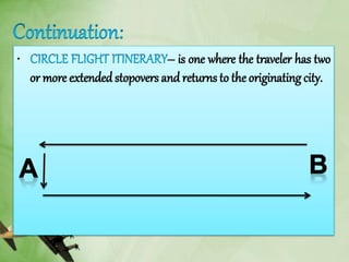 • – is one where the traveler has two
or more extended stopovers and returns to the originating city.
 