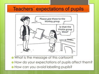Teachers´ expectations of pupils
 What is the message of this cartoon?
 How do your expectations of pupils affect them?
 How can you avoid labelling pupils?
 