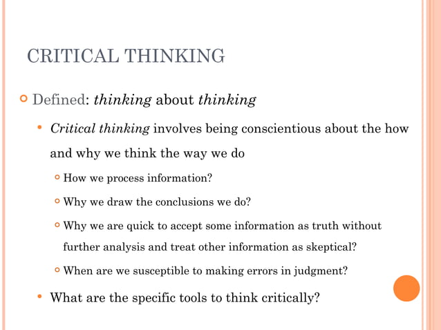 Chapter 3 - Critical thinking | PPT