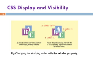 CSS Display and Visibility
118
Fig Changing the stacking order with the z-index property.
 