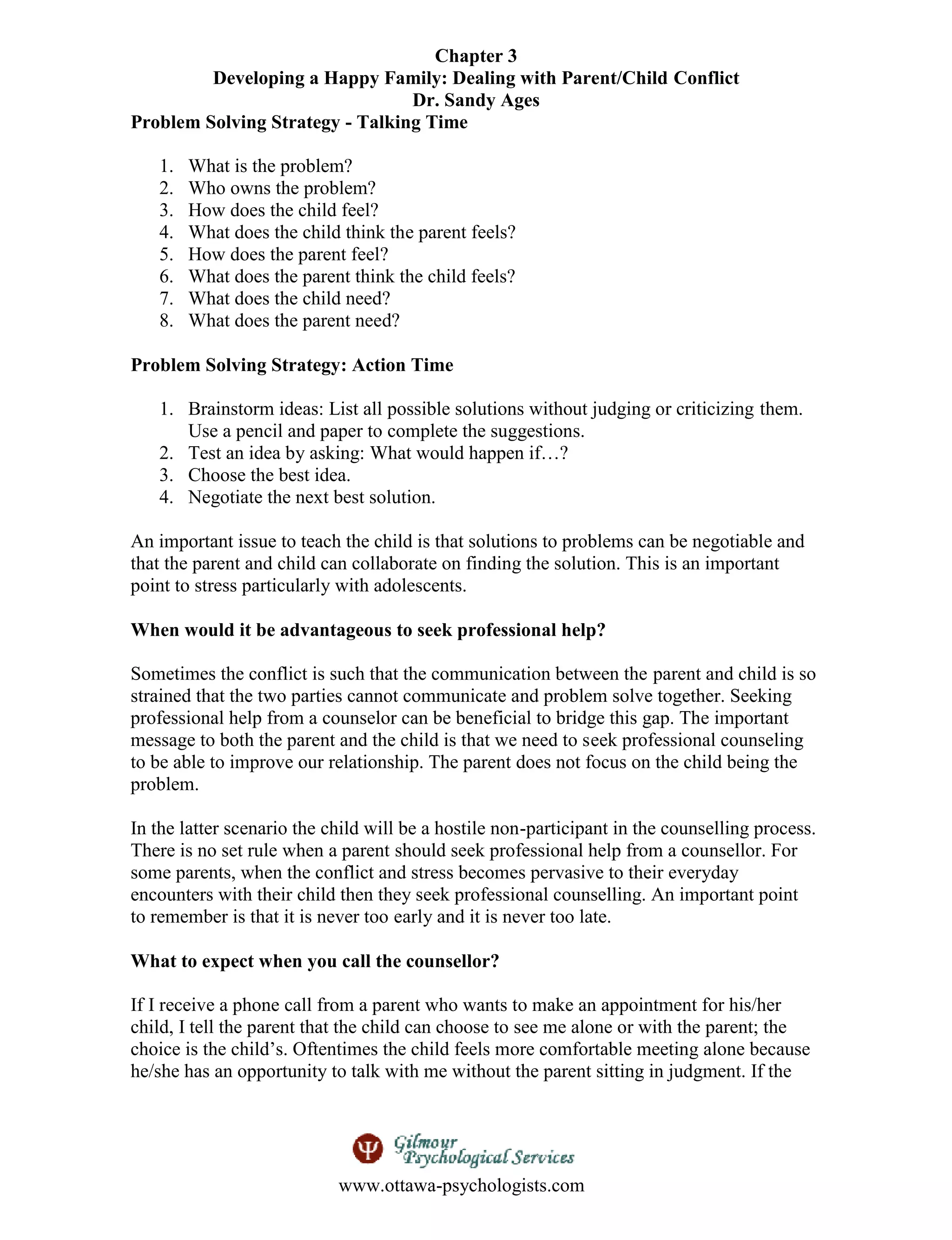 Dealing with Parent Child Conflict | PDF