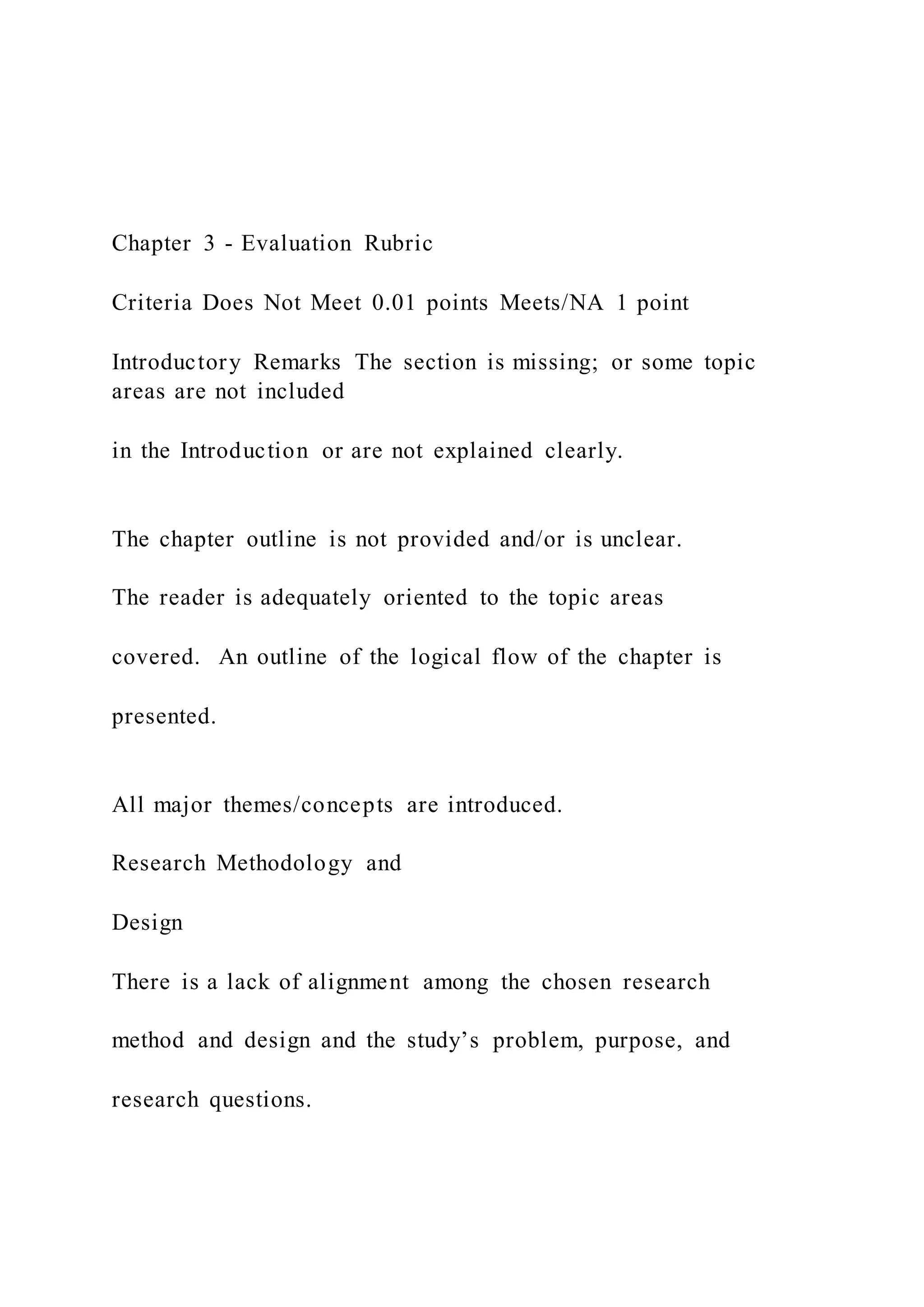 Chapter 3 - Evaluation Rubric Criteria Does Not Meet 0.01 .docx