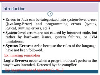 Comprehensive Guide to Java Exception Handling and Error Management | PPTX