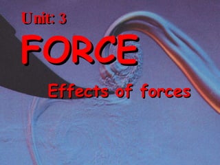 Unit: 3 FORCE Effects of forces   