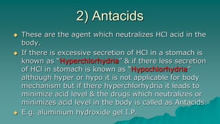 Hyperchlorhydria Chapter No 3 : Gastrointestinal Agents | PPTX