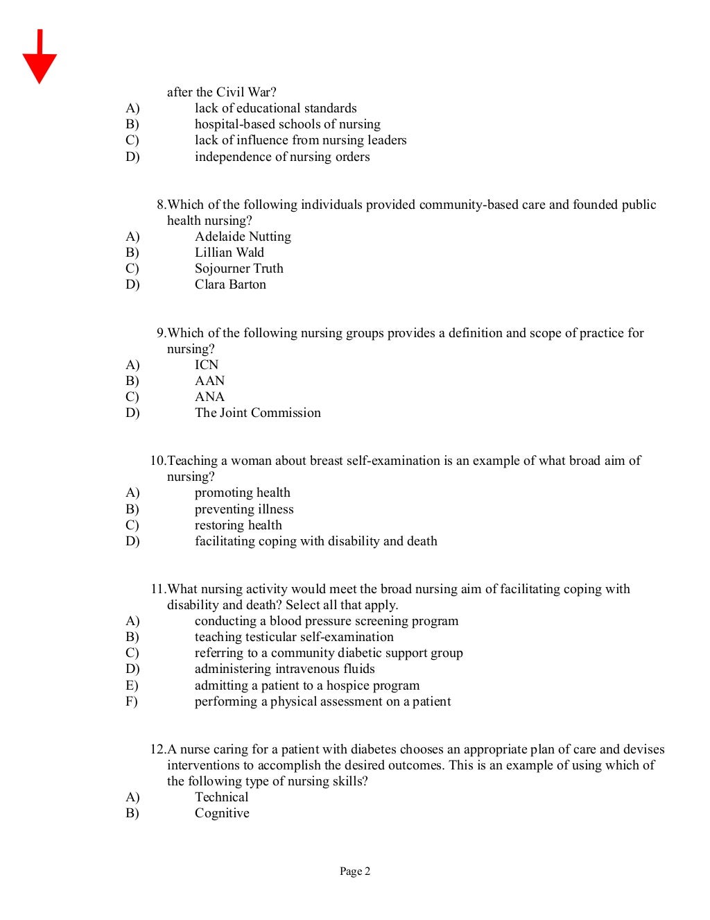Fundamental of nursing review questions