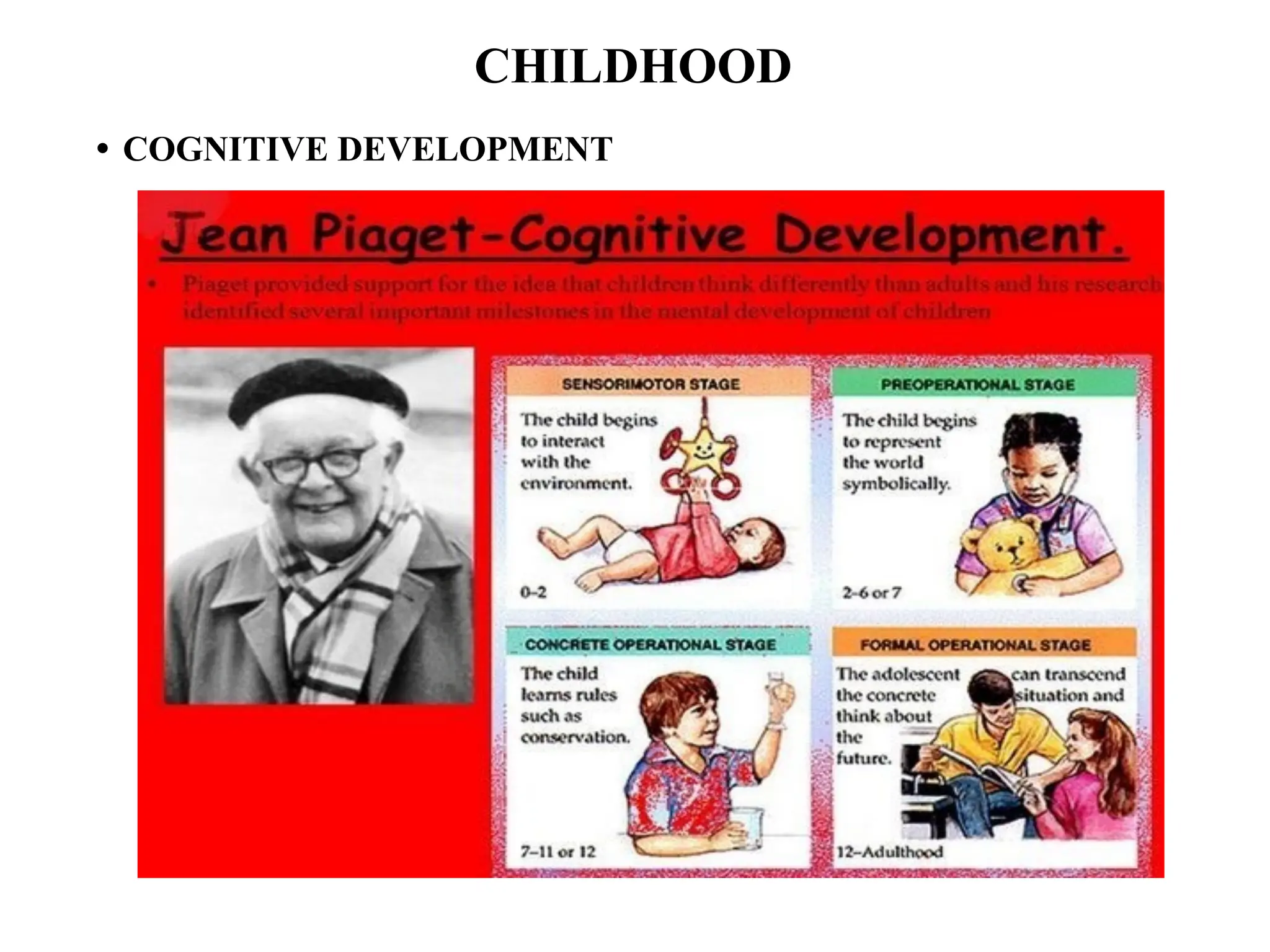 CHILDHOOD
• COGNITIVE DEVELOPMENT
 
