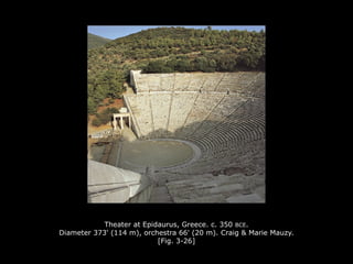 Theater at Epidaurus, Greece. c. 350 BCE.
Diameter 373' (114 m), orchestra 66' (20 m). Craig & Marie Mauzy.
[Fig. 3-26]
 