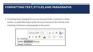 Comprehensive Guide to Microsoft Word 2019 Interface and Formatting | PDF