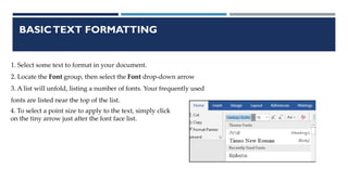Comprehensive Guide to Microsoft Word 2019 Interface and Formatting | PDF