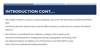 Comprehensive Guide to Microsoft Word 2019 Interface and Formatting | PDF
