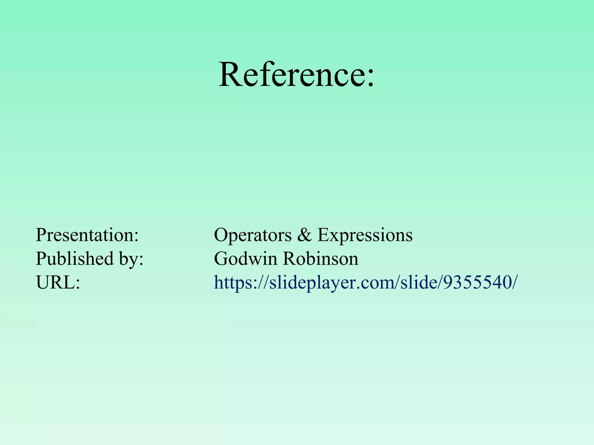 Operators and Expressions | PPT