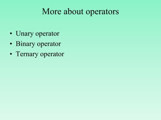 Operators and Expressions | PPT