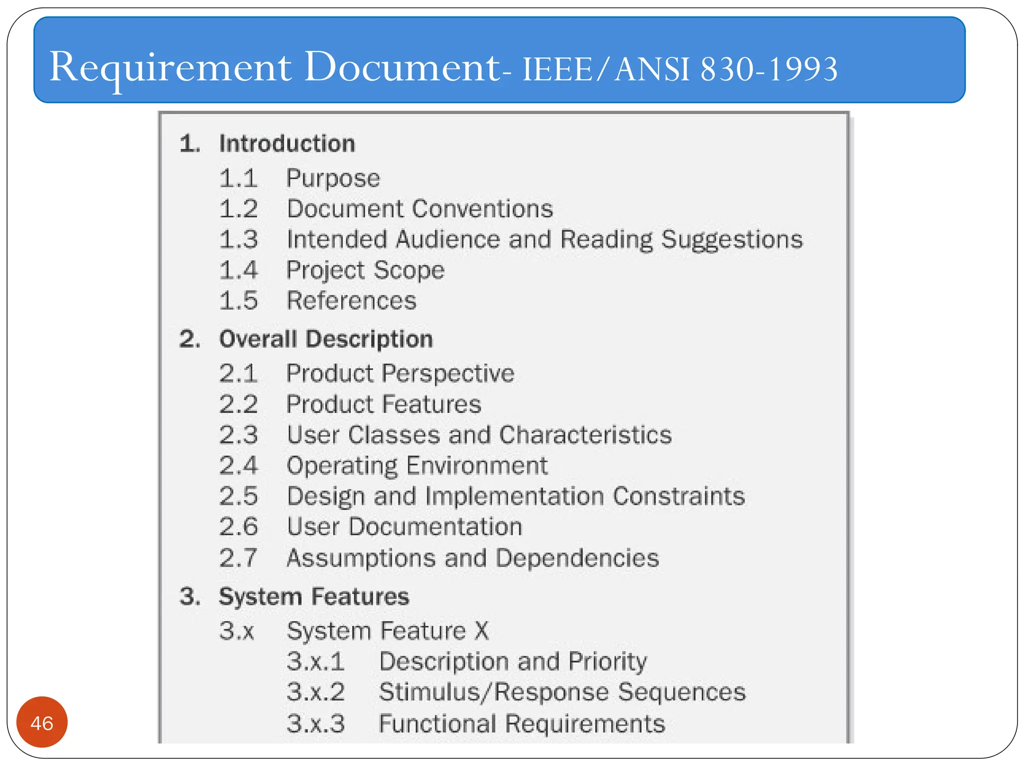 46
Requirement Document- IEEE/ANSI 830-1993
 