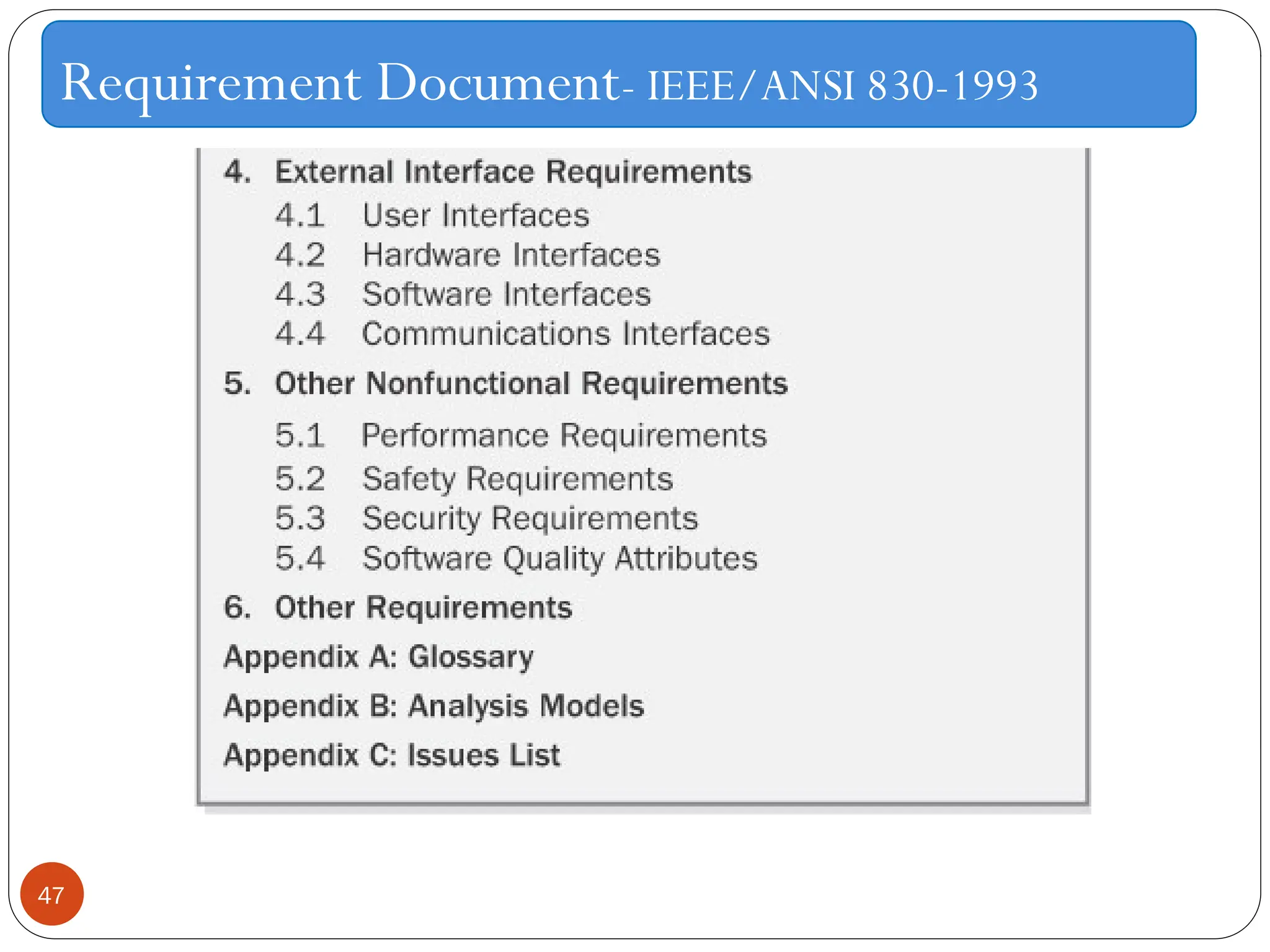 47
Requirement Document- IEEE/ANSI 830-1993
 