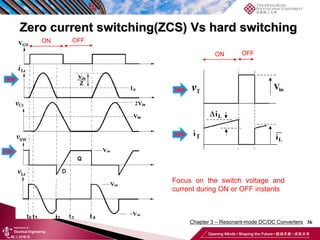 36
Zero current switching(ZCS) Vs hard switching
ON OFF
ON OFF
Focus on the switch voltage and
current during ON or OFF instants
Chapter 3 – Resonant-mode DC/DC Converters
 