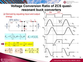 39
Voltage Conversion Ratio of ZCS quasi-
resonant buck converters
 Derived by equating Input and output
energy
ON OFF
 