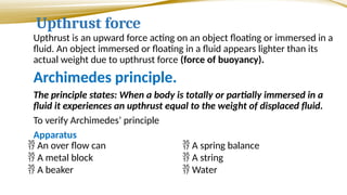 Floating Object Upthrust Chapter 3 - Sinking and Floating.pptx yes | PPTX