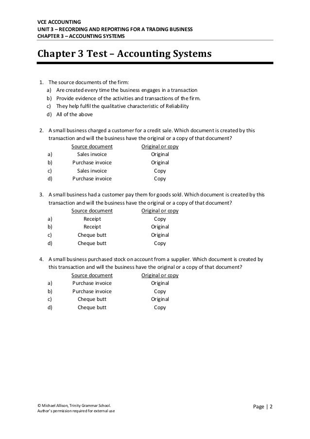 Chapter 3 - Accounting Systems Test