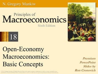 Open-Economy
Macroeconomics:
Basic Concepts
Premium
PowerPoint
Slides by
Ron Cronovich© 2012 Cengage Learning. All Rights Reserved. May not be copied, scanned, or duplicated, in whole or in part, except for use as
permitted in a license distributed with a certain product or service or otherwise on a password-protected website for classroom use.
N. Gregory Mankiw
Macroeconomics
Principles of
Sixth Edition
18
 