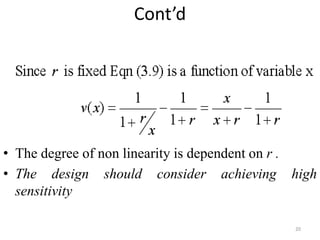 Cont’d
• The degree of non linearity is dependent on r .
• The design should consider achieving high
sensitivity
20
 