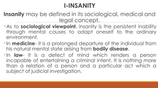 Concept Insanity Chapter 31-.pptx Chapter 31 Medico-legal Aspect of Disturbance of ...