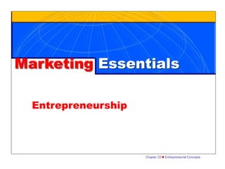 Chapter 33 n Entrepreneurial Concepts
Marketing Essentials
Entrepreneurship
 