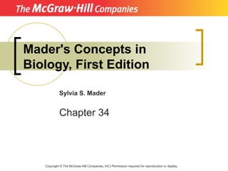 Mader's Concepts in Biology, First Edition Copyright  ©  The McGraw-Hill Companies, InC) Permission required for reproduction or display. Sylvia S. Mader Chapter 34 