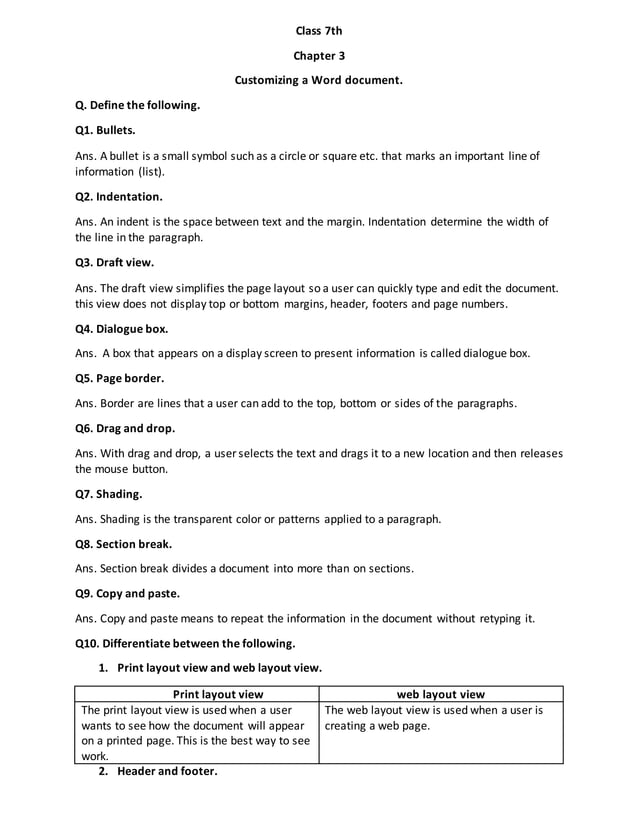 Computer Education Class 7 Ptb Chapter 3 5 Question Answer Docx