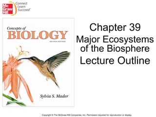 Chapter 39
                                  Major Ecosystems
                                   of the Biosphere
                                      Lecture Outline



Copyright © The McGraw-Hill Companies, Inc. Permission required for reproduction or display.
 