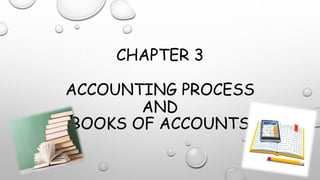CHAPTER 3
ACCOUNTING PROCESS
AND
BOOKS OF ACCOUNTS
 