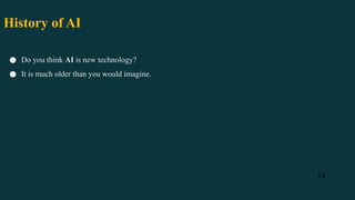 13
● Do you think AI is new technology?
● It is much older than you would imagine.
History of AI
 