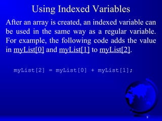 indexing the array: shift left with variable sized... Chapter 3 Arrays in Java | PPT