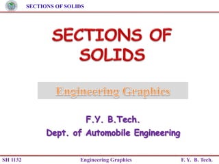SH 1132 Engineering Graphics F. Y. B. Tech.
SECTIONS OF SOLIDS
 