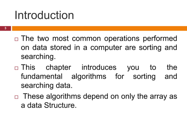 Chapter 3: basic sorting algorithms data structure