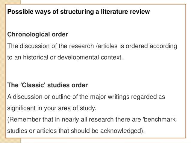 Planning and structuring a literature review