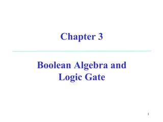 1
Chapter 3
Boolean Algebra and
Logic Gate
 