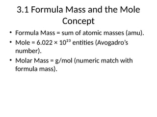 Chapter 3 - Composition of Substances and Solutions | PPTX