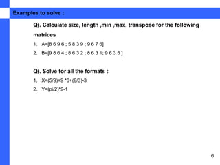 Chapter 3 Commands at MATLAB Command Window | PPT