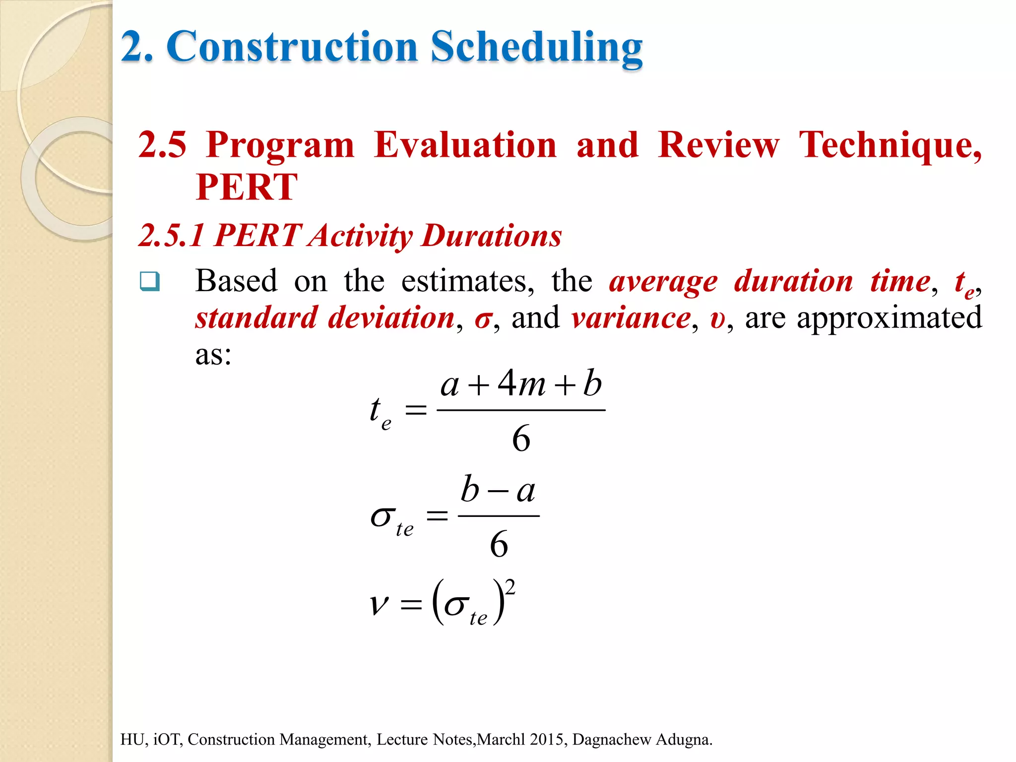Chapter 3 Construction Planning and Scheduling lect. 3.ppt