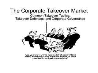 The Corporate Takeover Market
Common Takeover Tactics,
Takeover Defenses, and Corporate Governance
 